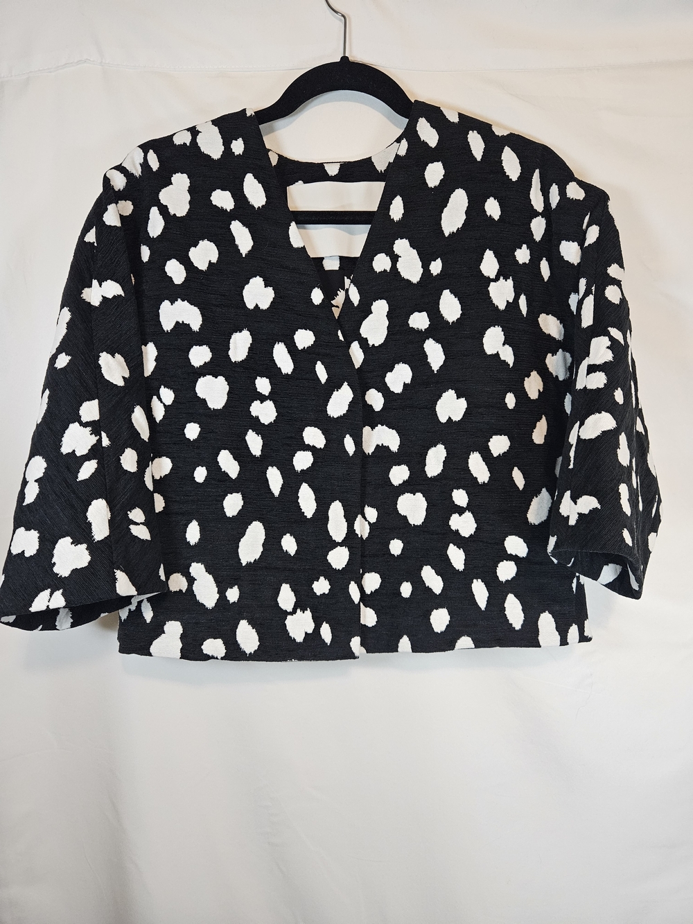Adam Lippes Black & White Dalmation Spot Cropped Blazer